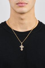Detailed Cross Pendant Necklace - 20mm - Gold