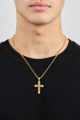 Centre Stone Cross Pendant Necklace - 20mm - Gold