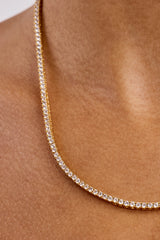 Transparente Tenniskette mit Zirkonia – 2 mm – Gold