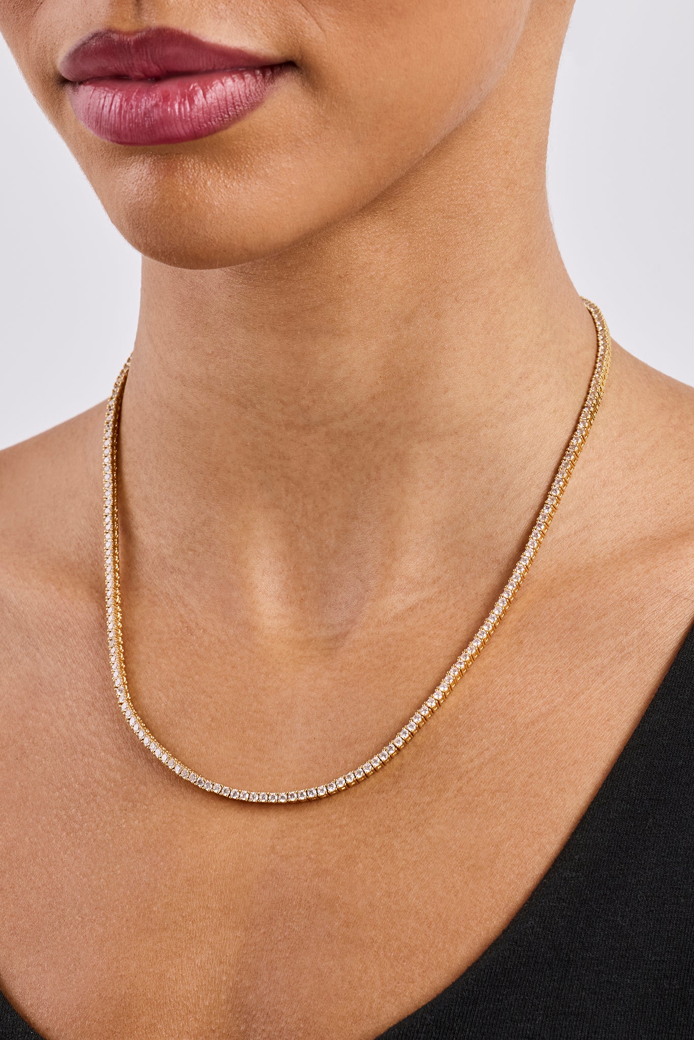 Clear CZ Tennis Chain - 2mm - Gold
