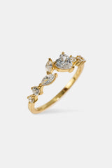 Mixed Shape & Heart CZ Ring - Gold