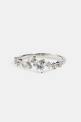 Mixed Shape & Heart CZ Ring - White