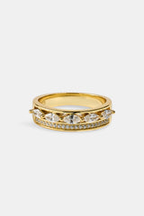 Triple Row Mixed Ring - 5mm - Gold