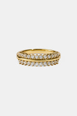 Iced & Polished Oval Band Ring - Gold