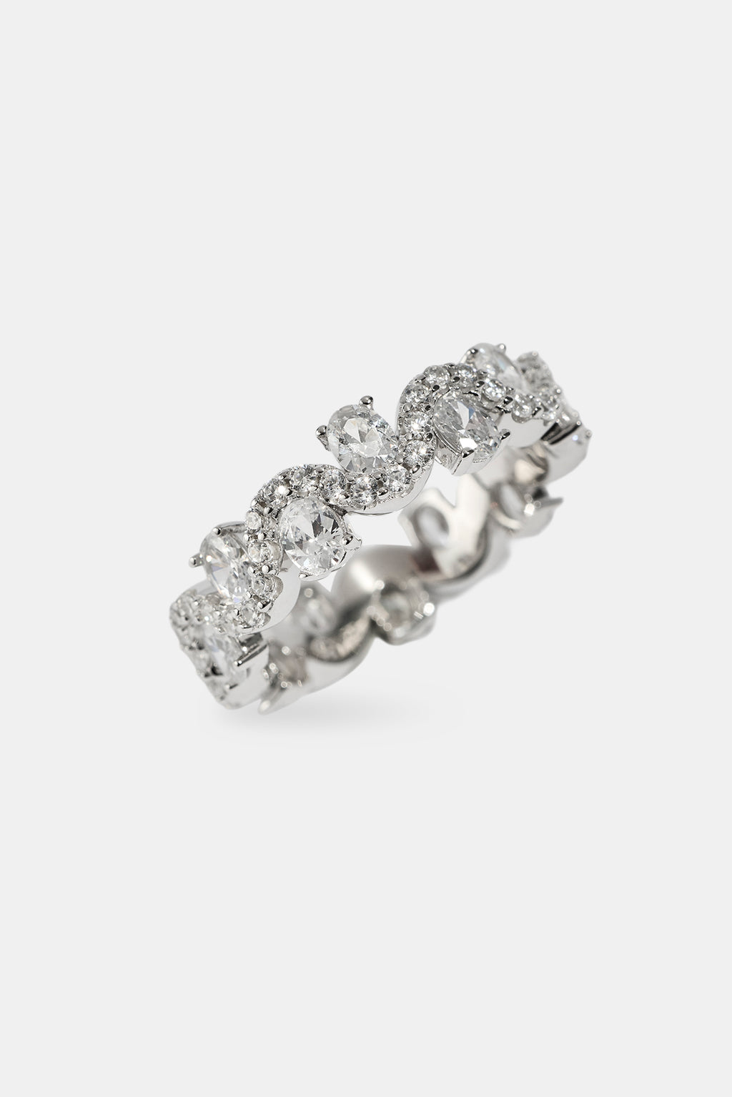 White Ring Unity Ripple Iced Ripple & Stone Band Ring - White | Womens Rings | Shop Band Rings ...