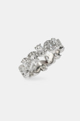 Iced Ripple & Stone Band Ring - White