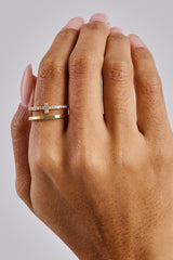 Iced & Polished Cross Wrap Ring - Gold