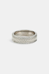 Textured & Iced Band Ring - 6mm - White
