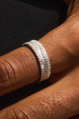 Textured & Iced Band Ring - 6mm - White