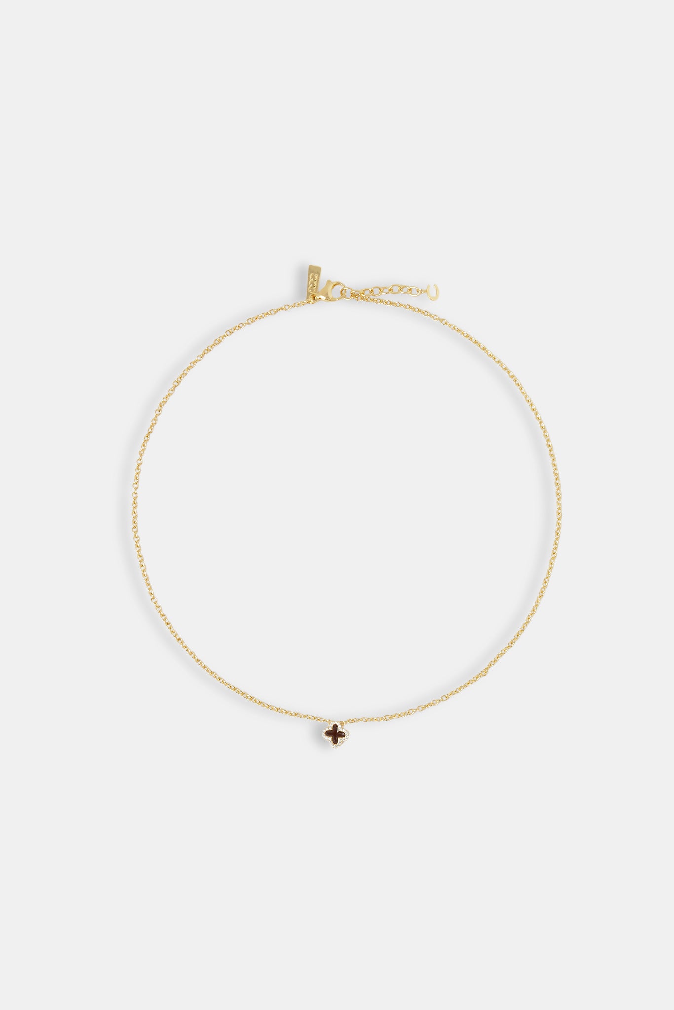 10 mm Schokoladen-Emaille-Halskette mit Einzelmotiv – Gold