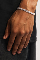 Square Stone Tennis Bracelet - 6mm - White