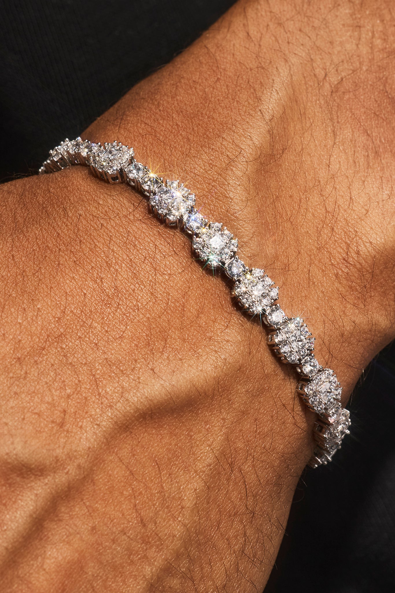 Square Stone Tennis Bracelet - 6mm - White