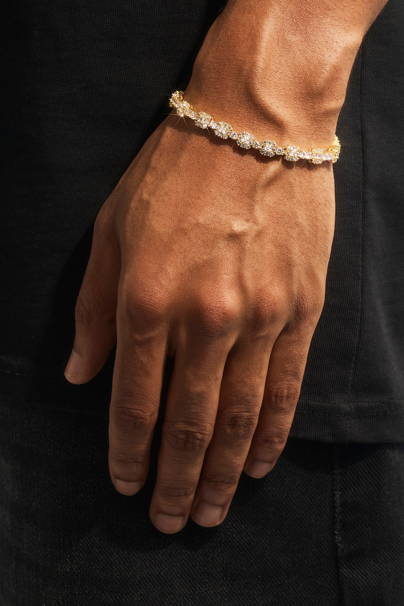Square Stone Tennis Bracelet - 6mm - Gold