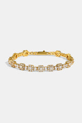 Square Stone Tennis Bracelet - 6mm - Gold