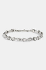Square Stone Tennis Bracelet - 6mm - White