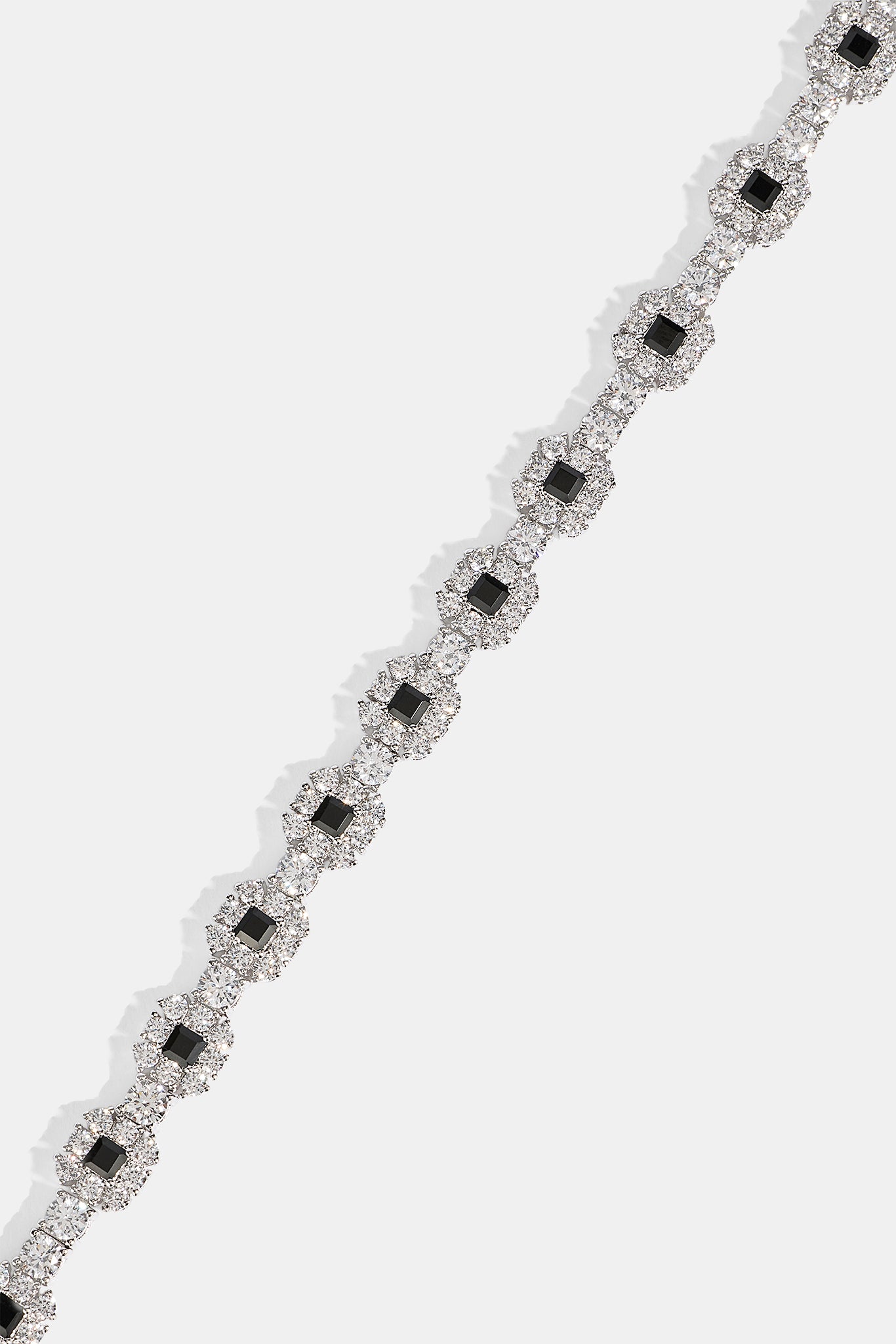 Black Square Stone Tennis Bracelet  - 6mm - White