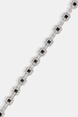 Black Square Stone Tennis Bracelet  - 6mm - White