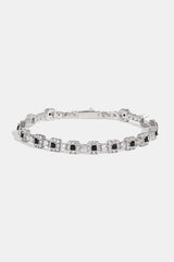 Black Square Stone Tennis Bracelet  - 6mm - White