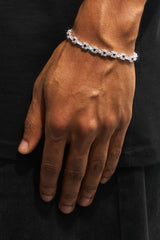 Black Square Stone Tennis Bracelet  - 6mm - White