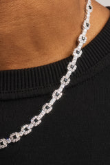 Black Square Stone Tennis Chain  - 6mm - White
