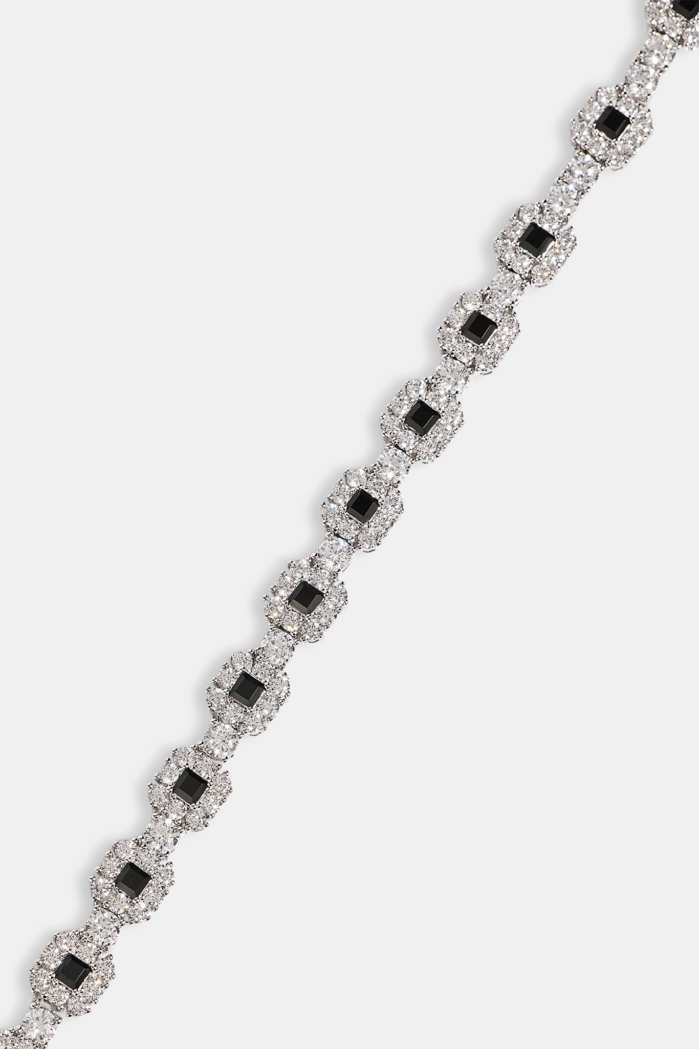 Black Square Stone Tennis Chain  - 6mm - White
