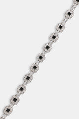 Black Square Stone Tennis Chain  - 6mm - White