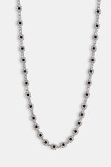 Black Square Stone Tennis Chain  - 6mm - White