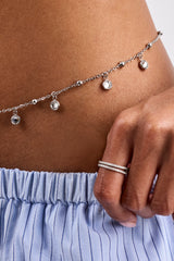 CZ Droplet Body Chain - 10mm - White