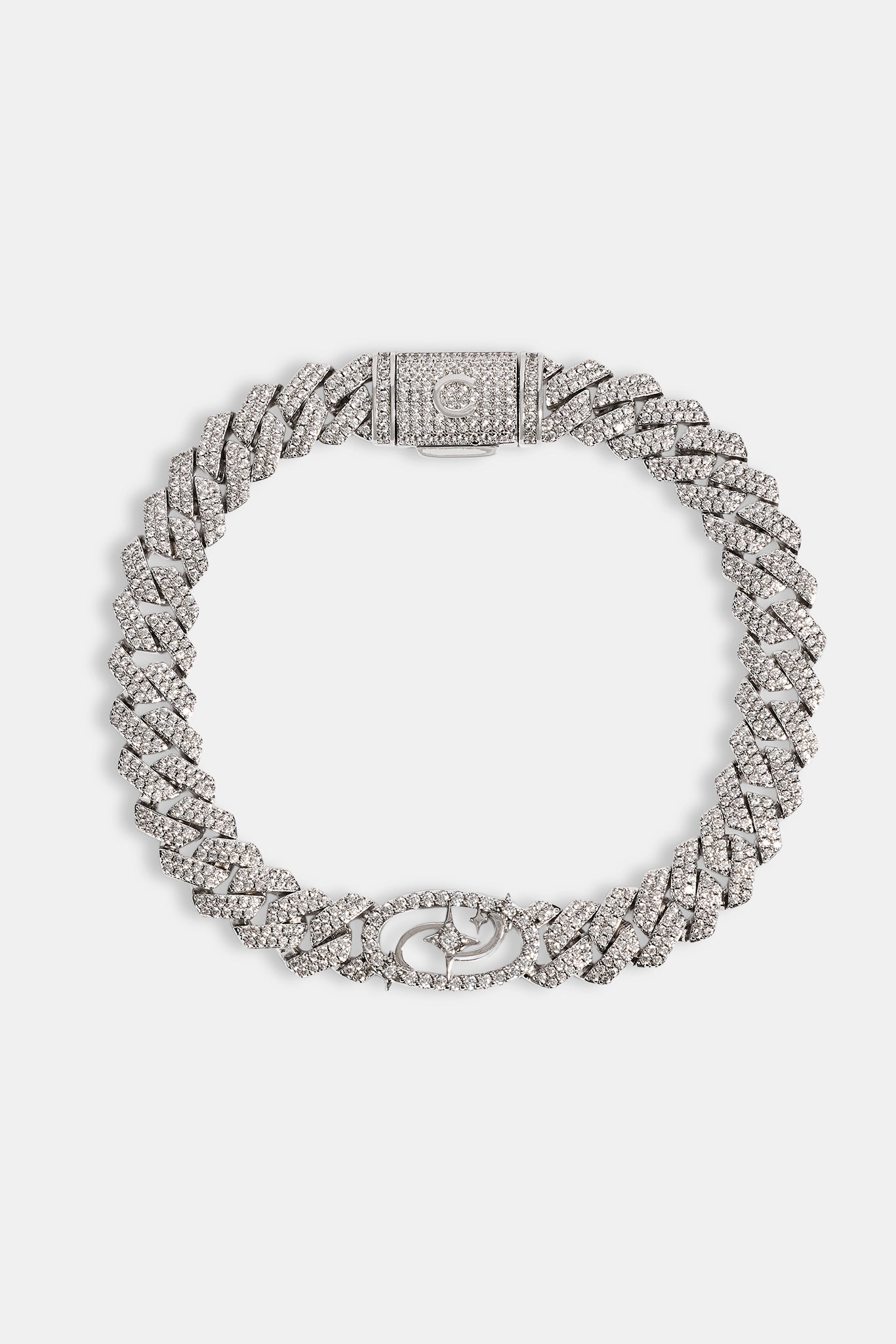 Iced Motif Cuban Bracelet - 8mm - White