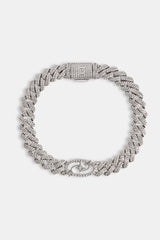 Iced Motif Cuban Bracelet - 8mm - White