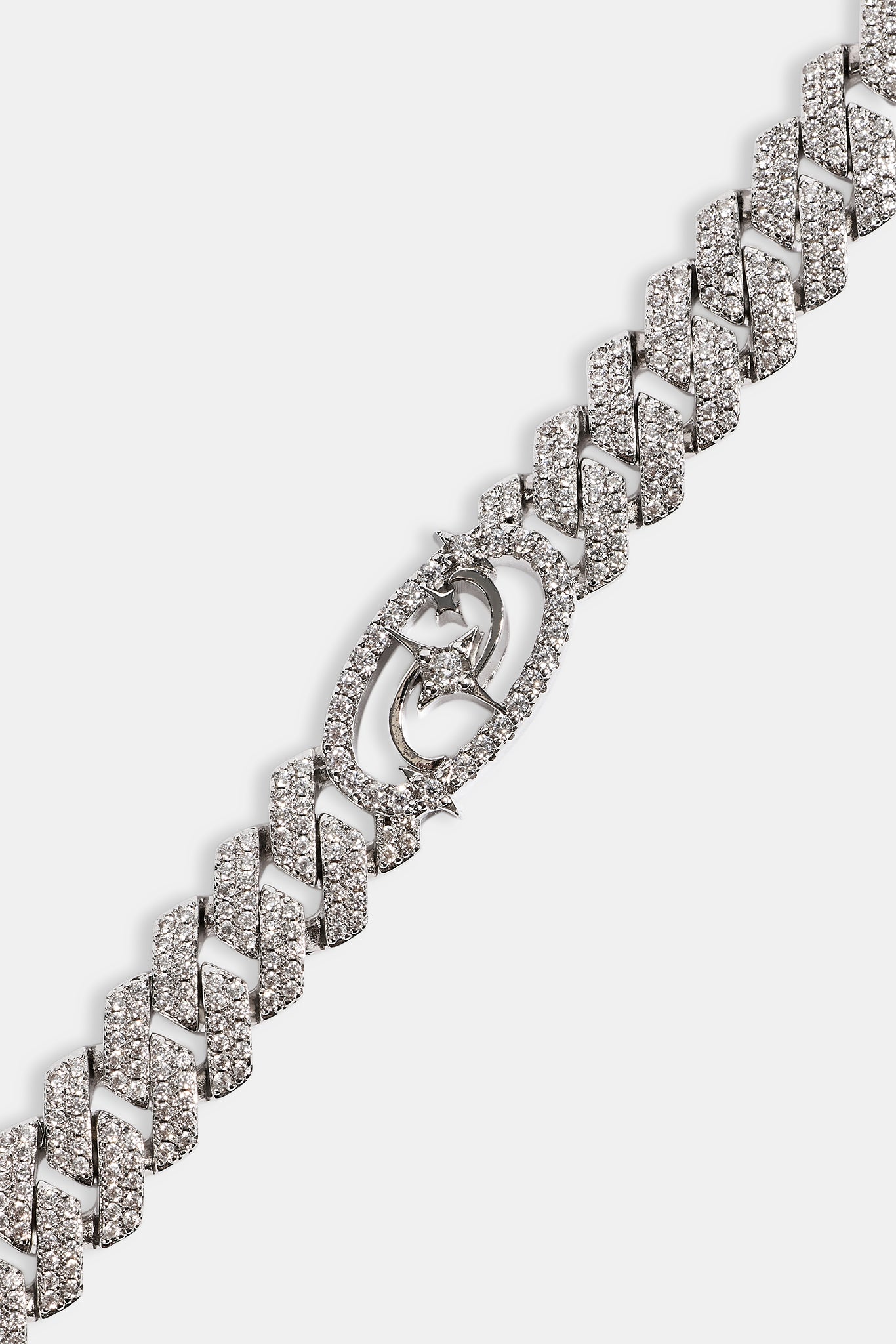Iced Motif Cuban Bracelet - 8mm - White