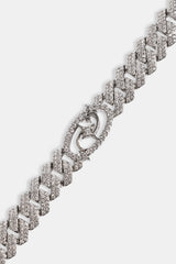 Iced Motif Cuban Bracelet - 8mm - White
