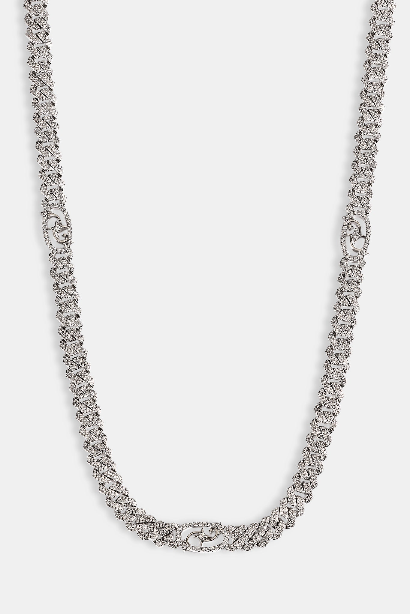 Iced Motif Cuban Chain - 8mm - White