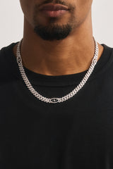 Iced Motif Cuban Chain - 8mm - White