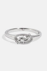 Iced Motif Star Band Ring - 7mm - White