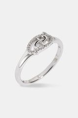 Iced Motif Star Band Ring - 7mm - White