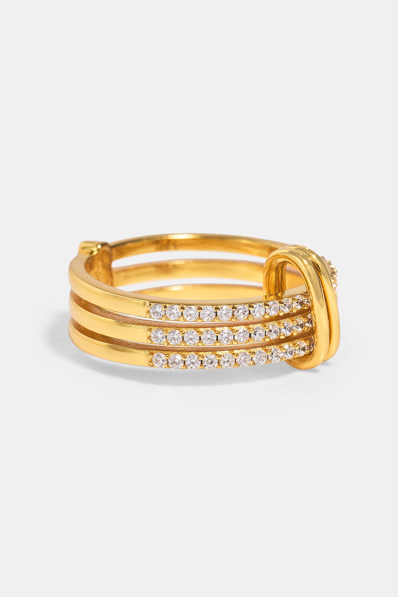 Dreireihiger Eiskettenring – 8mm – Gold