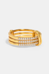 Dreireihiger Eiskettenring – 8mm – Gold