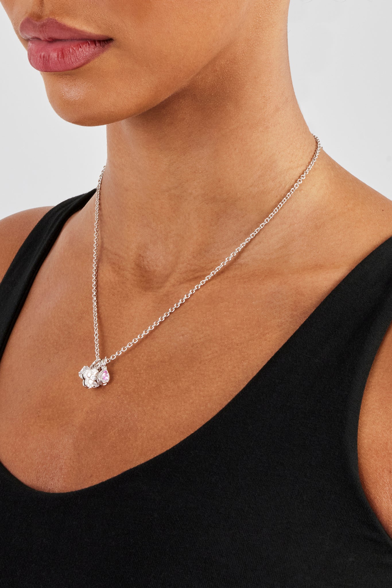 Triple Motif and Multi Gem Necklace - 10mm