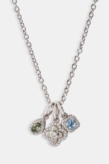 Triple Motif and Multigem Necklace - 10mm - White