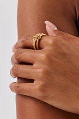 Triple Row Polished & Iced Mix Ring - 8mm