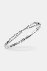 Crossover Mixed Shape Bangle - 2mm - White