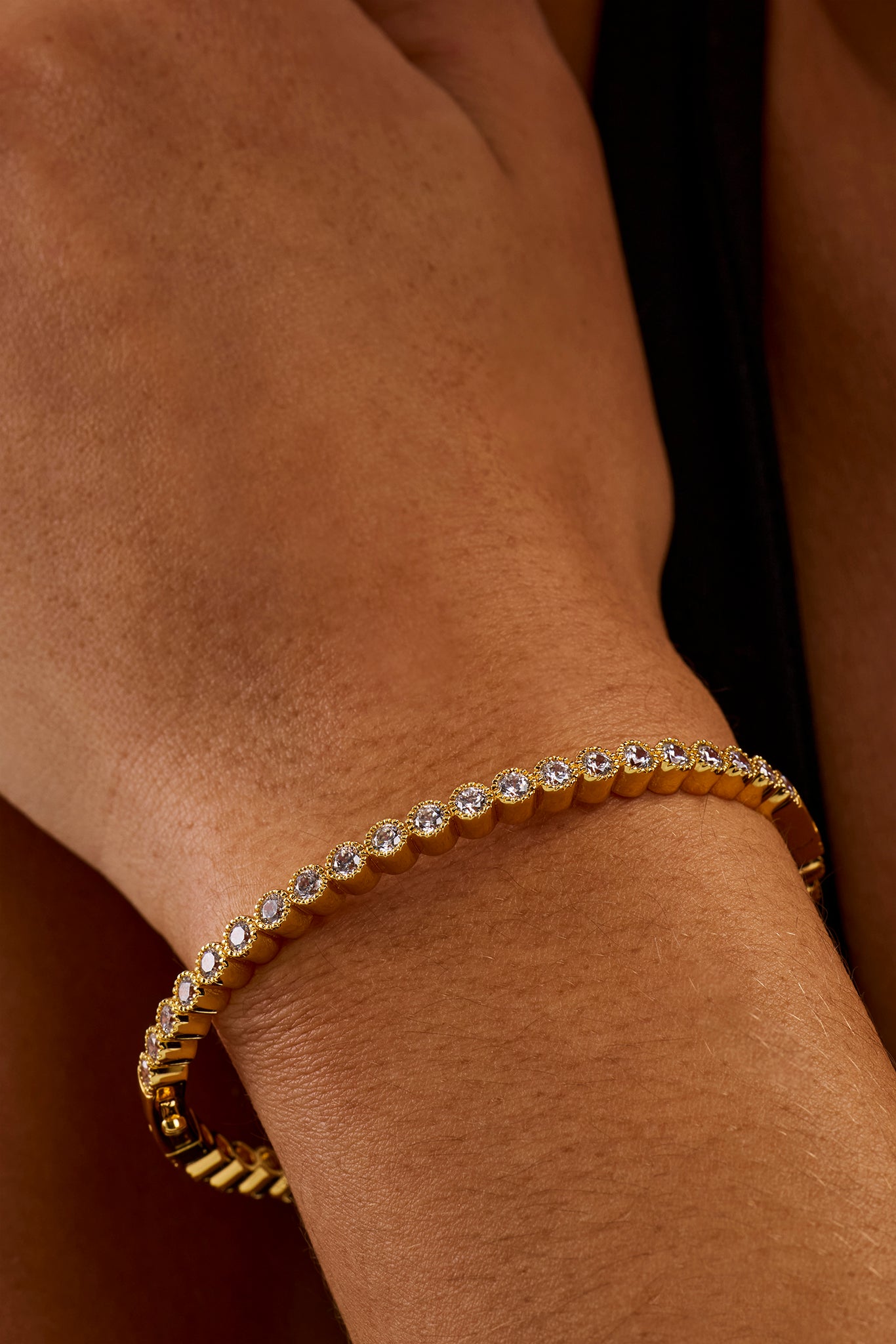 Rundes Cluster-Armband – 4 mm – Gold