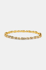 Mixed Shape Tennis Bangle - 4mm - Gold