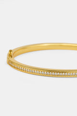 Polished & Iced Band Bangle - 4mm - Gold