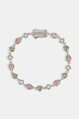 Pink Motif & Gemstone Bracelet - 6mm - White