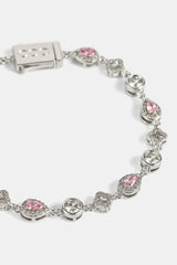 Pink Motif & Gemstone Bracelet - 6mm - White