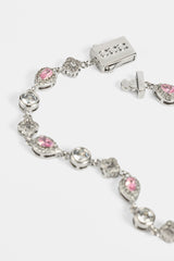 Pink Motif & Gemstone Bracelet - 6mm - White