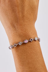 Pink Motif & Gemstone Bracelet - 6mm - White