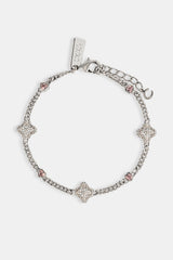 Iced Motif & Heart Cuban Bracelet - 8mm - White